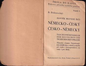 Bohumil Dobrovolný: Slovník mluvené řeči německo-český, česko-německý