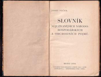 Slovník nejužívanějších národohospodářských a obchodních pojmů