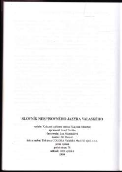 Josef Fabian: Slovník nespisovného jazyka valaského
