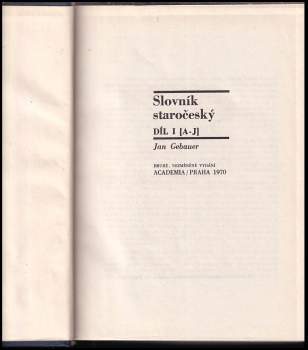 Jan Gebauer: Slovník staročeský