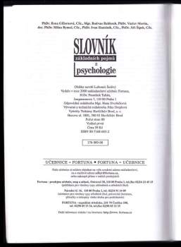 Ilona Gillernová: Slovník základních pojmů z psychologie