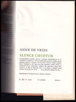 Anne de Vries: Slunce chudých