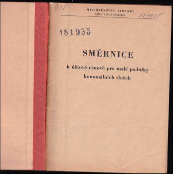 Směrnice k účtové osnově pro malé podniky komunálních služeb