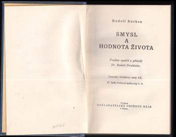 Rudolf Eucken: Smysl a hodnota života