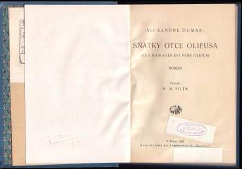 Alexandre Dumas: Sňatky otce Olifusa