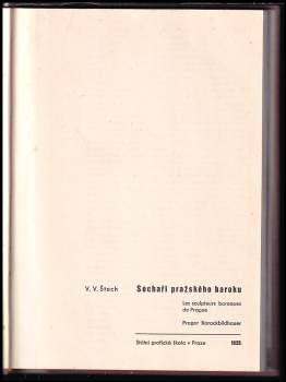 V. V Štech: Sochaři pražského baroku