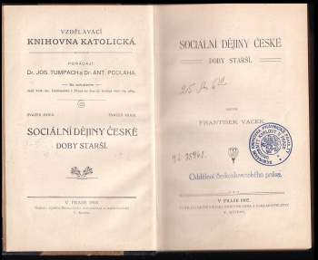 František Vacek: Sociální dějiny české