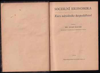 Josef Macek: Sociální ekonomika