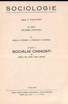 Emanuel Chalupný: Sociologie