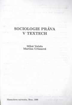 Sociologie práva v textech