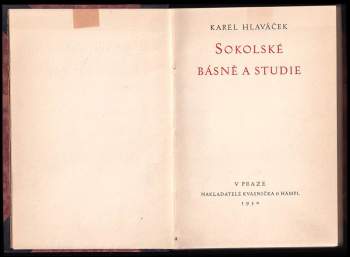 Karel Hlaváček: Sokolské básně a studie