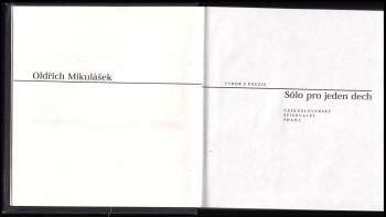 Oldřich Mikulášek: Sólo pro jeden dech