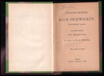 Charles Dickens: Klub Pickwickův