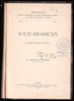 Miloslav Stieber: Soud hraniční