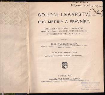 Vladimír Slavík: Soudní lékařství pro mediky a právníky