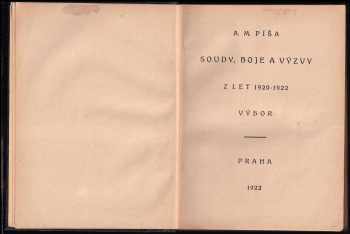 Antonín Matěj Píša: Soudy, boje a výzvy z let 1920-1922