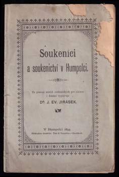 Jan Evangelista Jirásek: Soukeníci a soukenictví v Humpolci