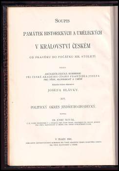 Josef Novák: Soupis památek historických a uměleckých v království Českém od pravěku do počátku 19. století
