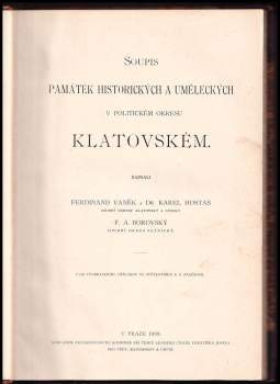 Ferdinand Vaněk: Soupis památek historických a uměleckých v království Českém od pravěku do počátku 20.století