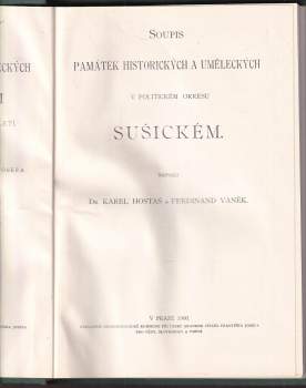 Ferdinand Vaněk: Soupis památek historických a uměleckých v království Českém od pravěku do počátku XIX. století, XII. Politický okres Sušický