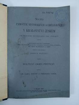 Ferdinand Vaněk: Soupis památek historických a uměleckých v království Českém od pravěku do počátku XIX. století
