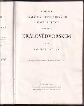 Emanuel Poche: Soupis památek historických a uměleckých v okresu Královédvorském, XLVIII. Okres Dvůr Králové