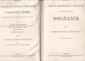 Ferdinand Vaněk: Soupis památek historických a uměleckých v království českém, XVII. Politický okres Domažlický