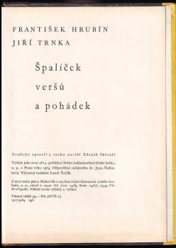 František Hrubín: Špalíček veršů a pohádek