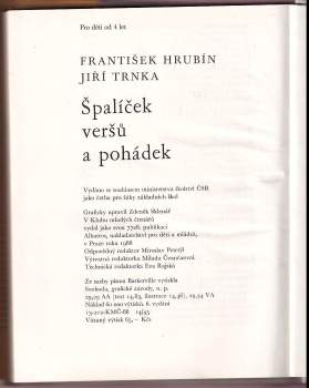 František Hrubín: Špalíček veršů a pohádek