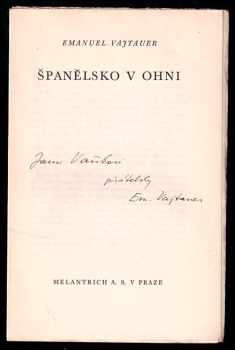 Emanuel Vajtauer: Španělsko v ohni