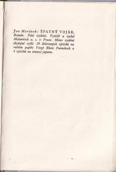 Jan Morávek: Špatný voják