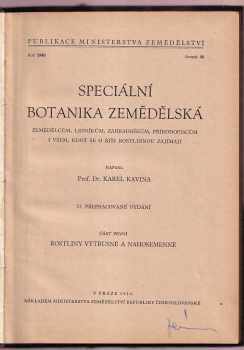 Karel Kavina: Speciální botanika zemědělská