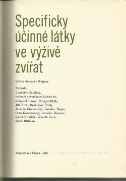 Specificky účinné látky ve výživě zvířat