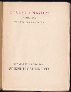 Gaius Crispus Sallustius: Spiknutí Catilinovo