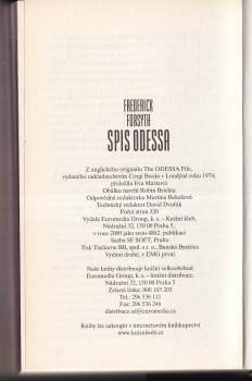 Frederick Forsyth: Spis Odessa