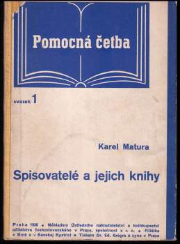 Karel Matura: Spisovatelé a jejich knihy