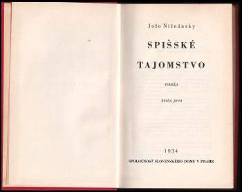 Jozef Nižnánsky: Spišské tajomstvo
