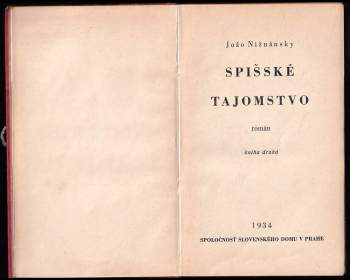 Jozef Nižnánsky: Spišské tajomstvo