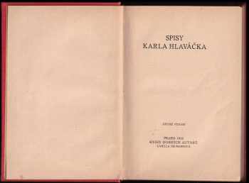 Karel Hlaváček: Spisy Karla Hlaváčka