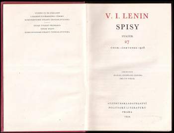 Vladimir Il'jič Lenin: Spisy svazek 27. únor - červenec 1918