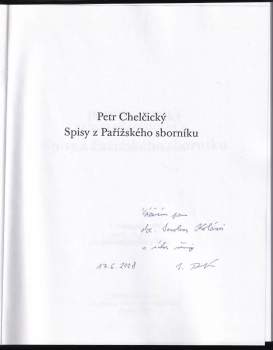Petr Chelčický: Spisy z Pařížského sborníku