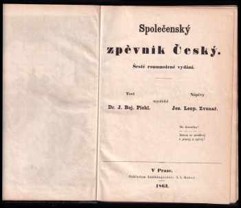 Josef Bojislav Pichl: Společenský zpěvník Český