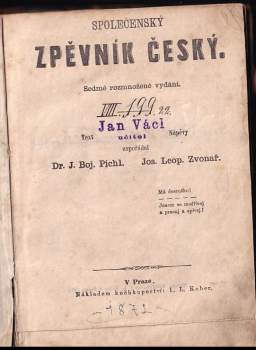 Josef Bojislav Pichl: Společenský zpěvník Český