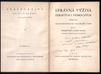 Karel Klein: Správná výživa zdravých i nemocných