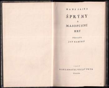 Hans Sachs: Šprýmy a masopustní hry