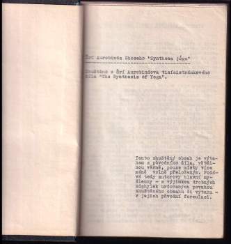Šrī Aurobindo: Šrí Aurobinda Ghoseho "Synthesa jógu"