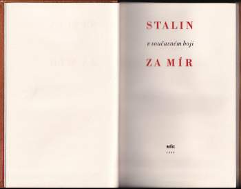 Iosif Vissarionovič Stalin: Stalin v současném boji za mír
