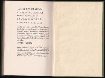 Jakob Wassermann: Stanleyovo africké dobrodružství