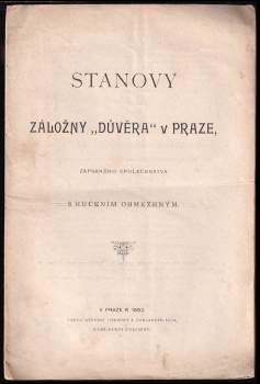 Stanovy  Záložny "Důvěra" v Praze