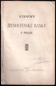 Stanovy Živnostenské banky  v Praze